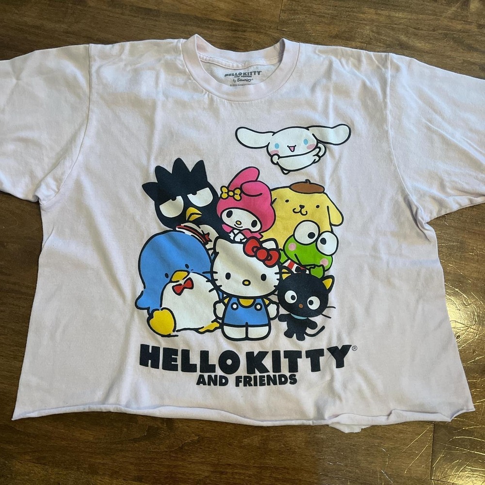 Y2K Hello Kitty cotton crop top. Graphic 90's schoolgirl streetwear